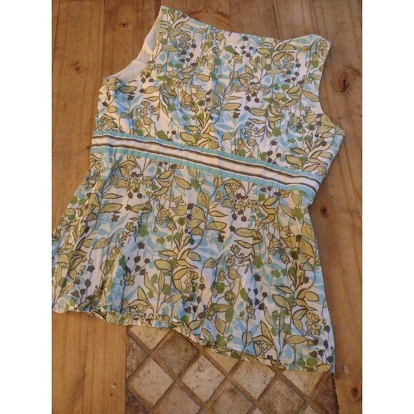 Ann Taylor LOFT Womens Petite Sleeveless V-Neck Floral Top 8P Green - Picture 7 of 11